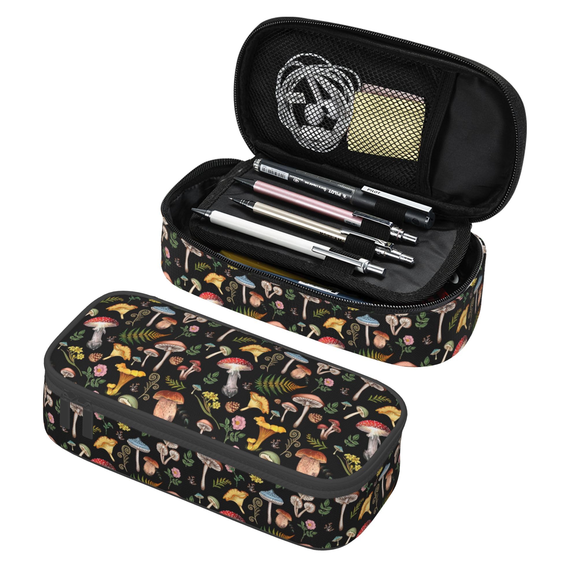 Abaysto Mushroom Pencil Case for Girls and Kids Cute Pen Box Pouch Large Pencil Bag with Double Zipper, Portable Pencil Pouch for School Office Supplies — image 1