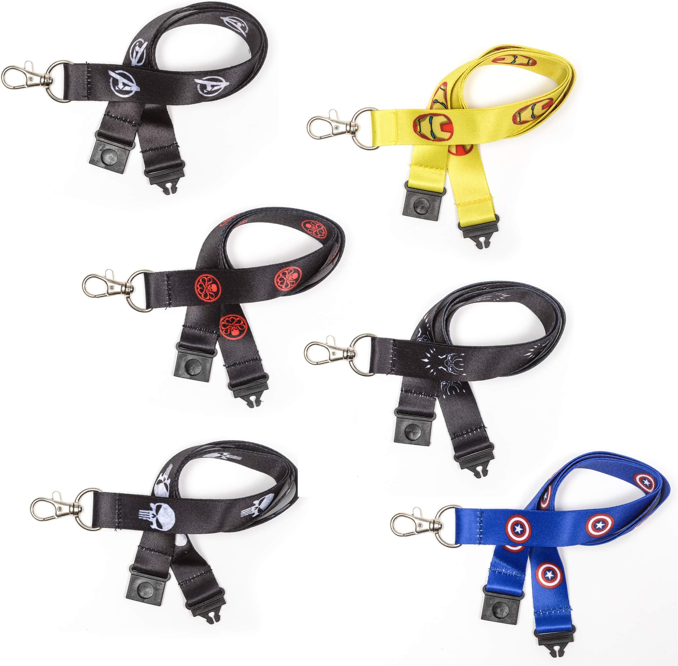 Kestronics 20mm Lanyard - Marvel Lanyard Pack (Capt America, Ironman, Black Panther, Avengers, Hydra, Punisher)