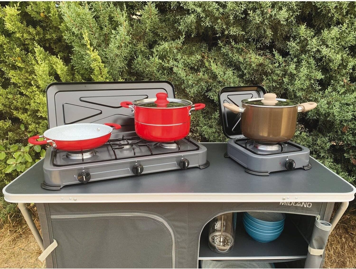CR-MOESANCO® Hornillo Gas Camping Exterior Acero Inoxidable
