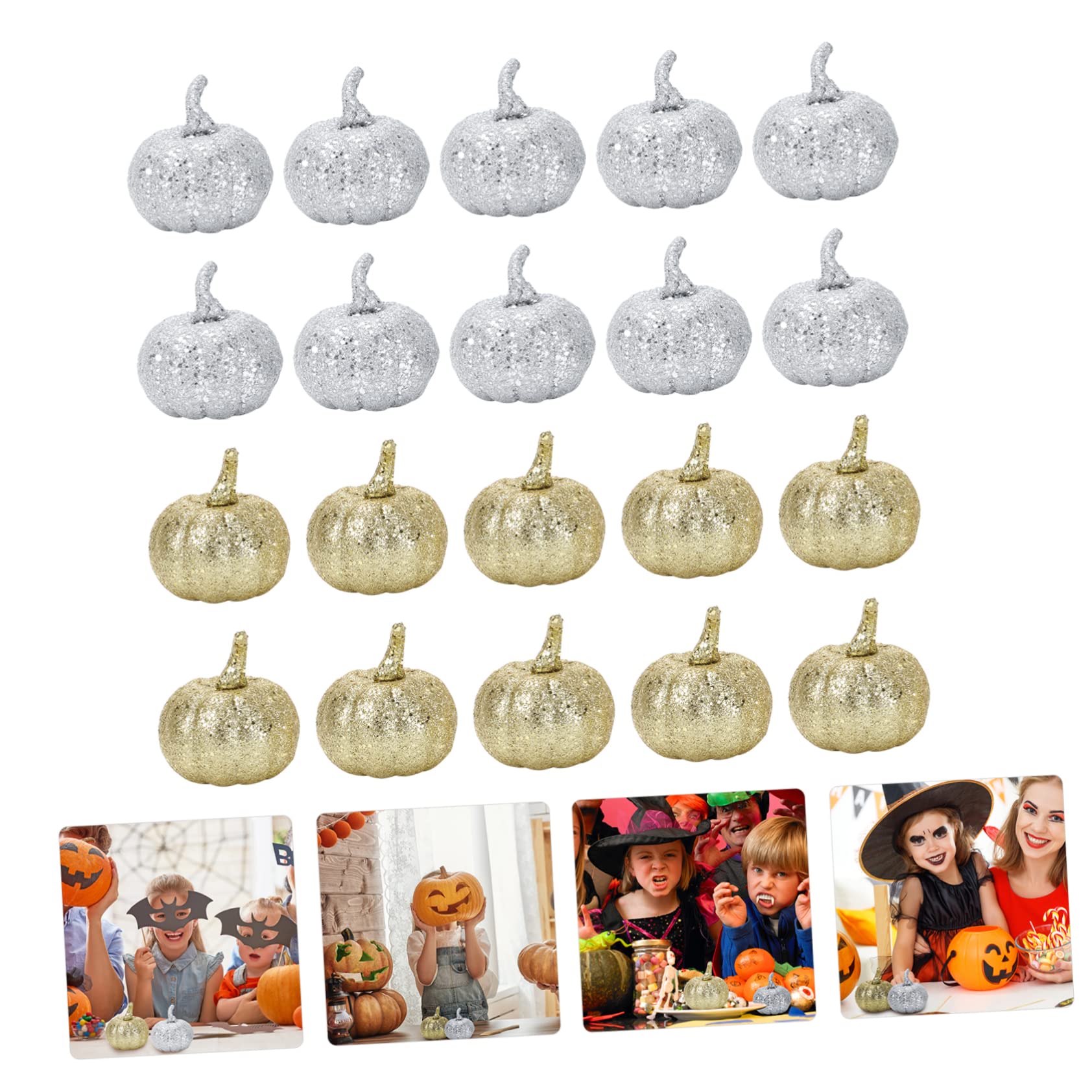 ABOOFAN 60stücke Miniature Künstliche Kürbis Deko Halloween Dekorationen Für Garten Festlichkeiten Lebendige Kunststoff-Pumpkins Für Erntedank Und Weihnachten