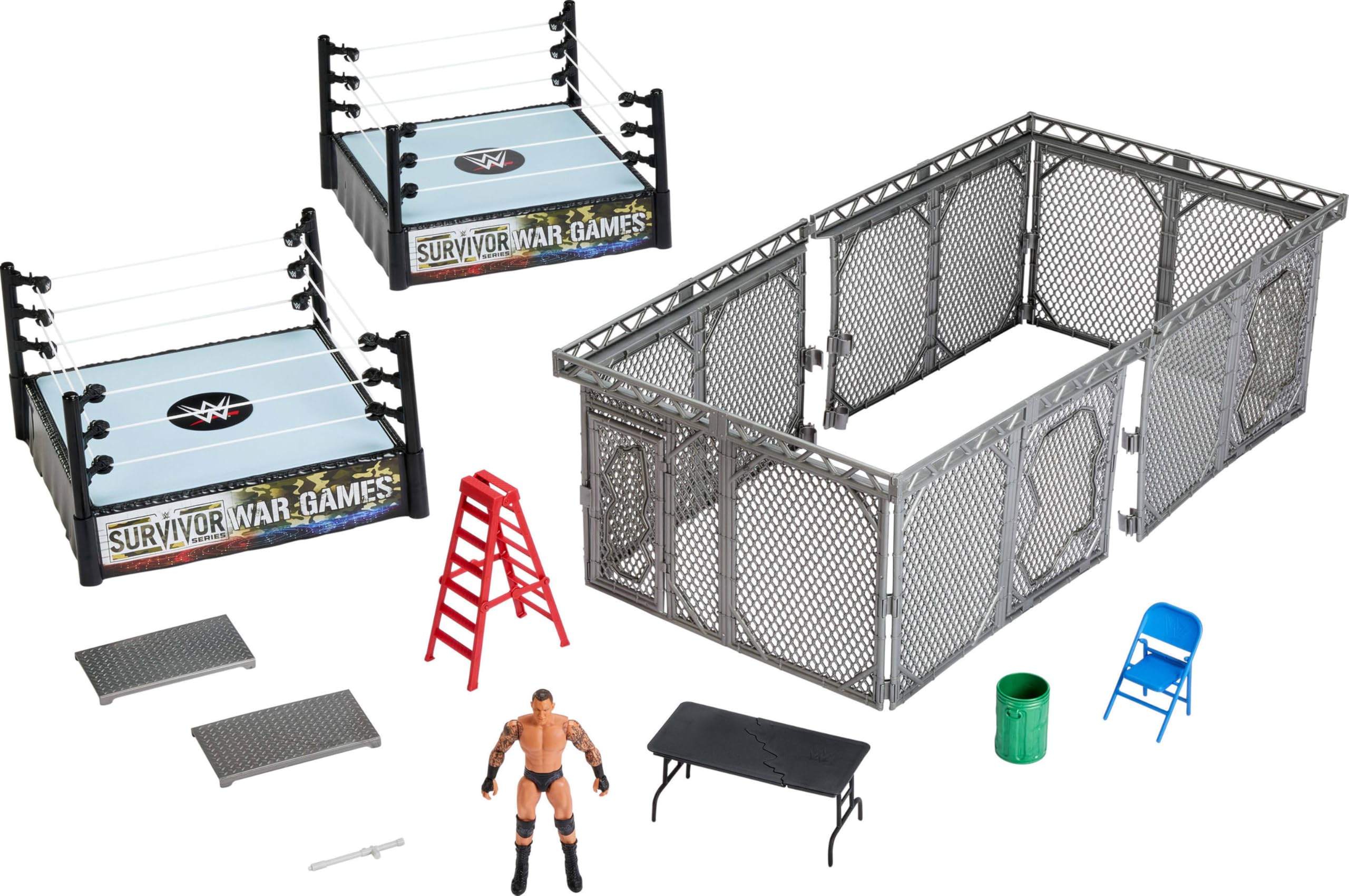 Mattel WWE Survivor War Games Playset with Action Figure, 2 Rings