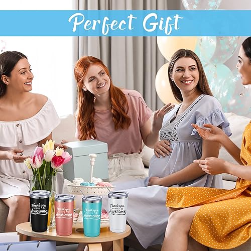 Miniatura 3 de Sieral Vaso de viaje de acero inoxidable aislado de 20 onzas con tapa y pajita, regalo de agradecimiento con llavero (color clásico, 8 piezas)