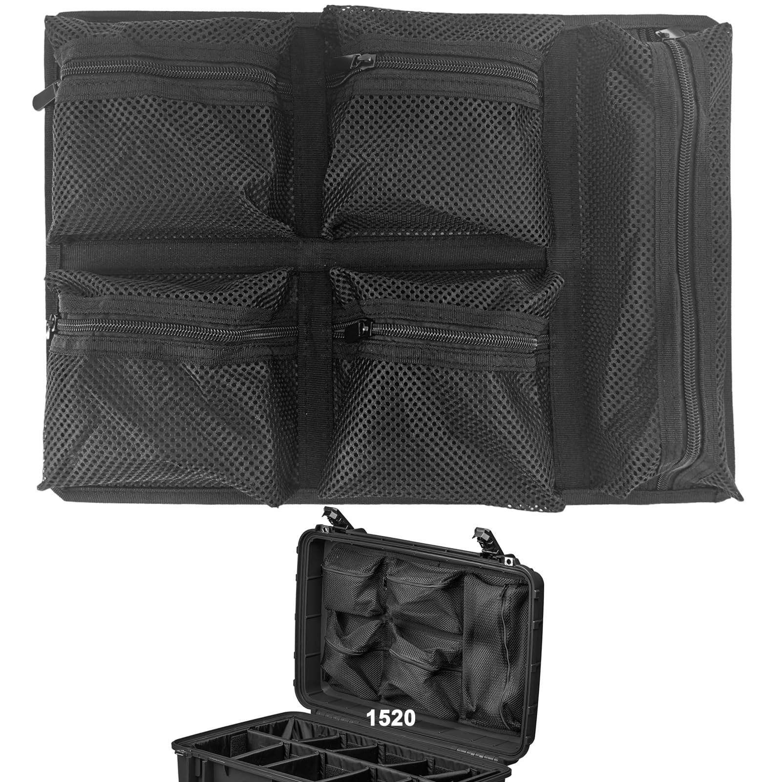 LAFENLIN Lid Organizer for Pelican 1520 Case, Hook &amp; Loop (No Screw)