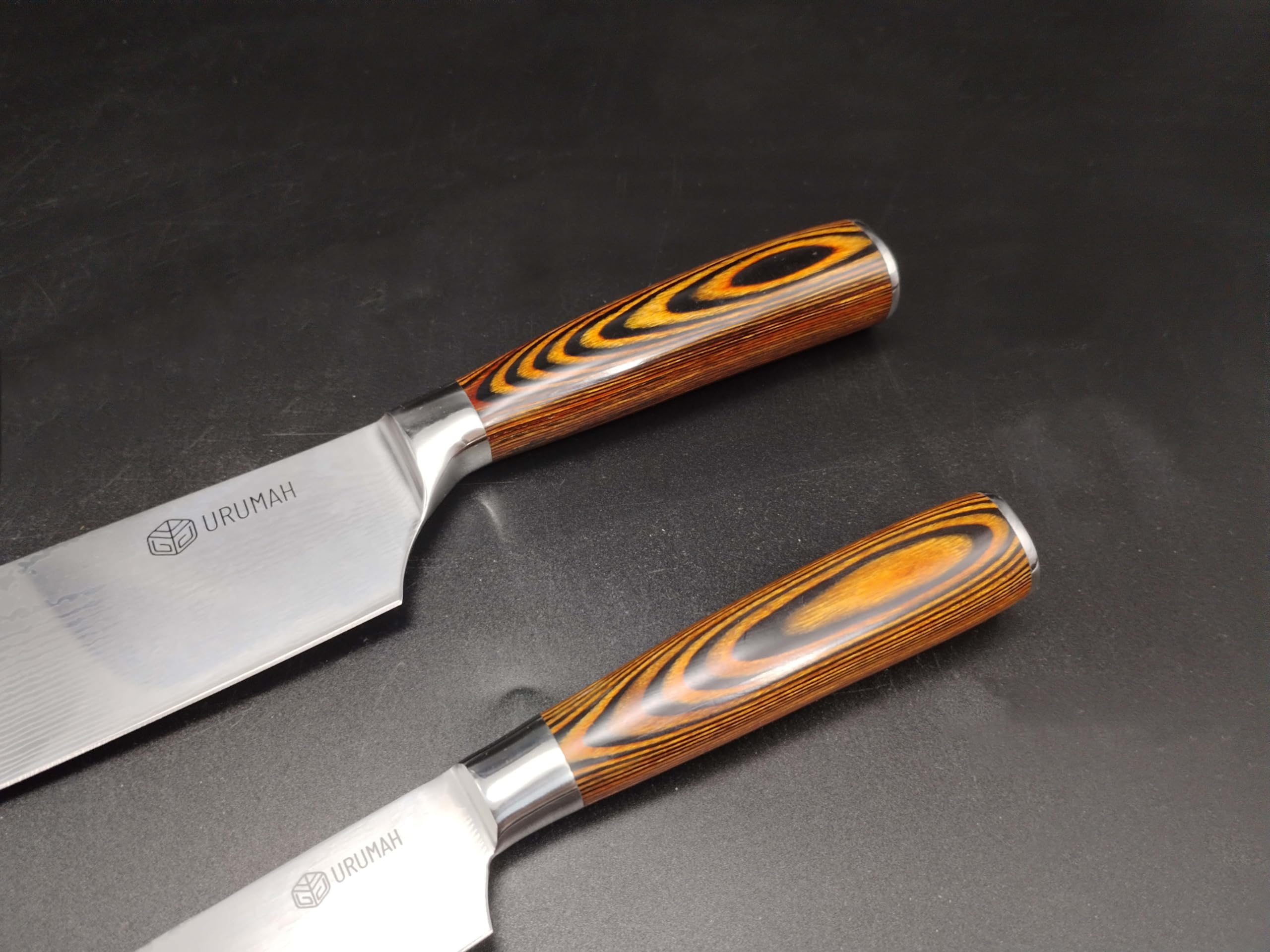 Cuchillos Cocina Juego de Cuchillos de Cocina Santoku y Nakiri Acero inoxidable con mango de madera Caja de regalo y estuche protector