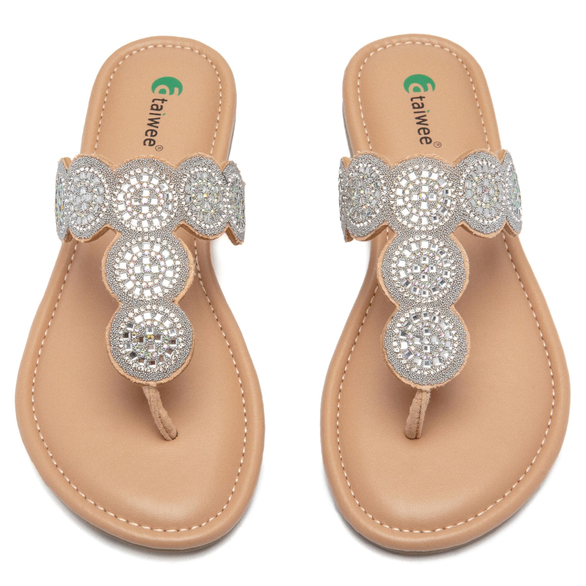 Ataiwee Damen Slide Sandalen - Bequeme Plateau Sandalen,Sommer Elegant Flip Flops,Glitzer boho Zehentrenner