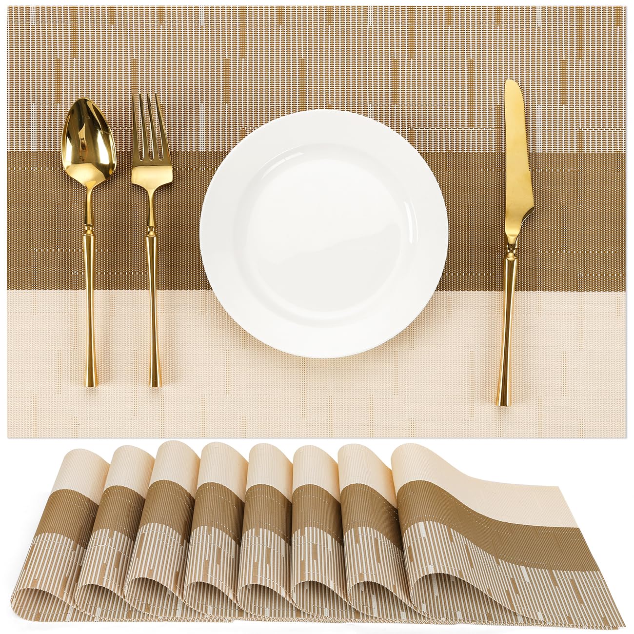 Chitomars Tischsets abwaschbar, Platzsets abwaschbar PVC Platzdeckchen | 4er Set Tischsets Outdoor Vinyl hitzebeständig Gewebte Platzdeckchen für Häuser Restaurants