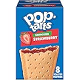 Pop-Tarts Toaster Pastries, Breakfast Foods, Kids Snacks, Unfrosted Strawberry, 13.5oz Box (8 Pop-Tarts)