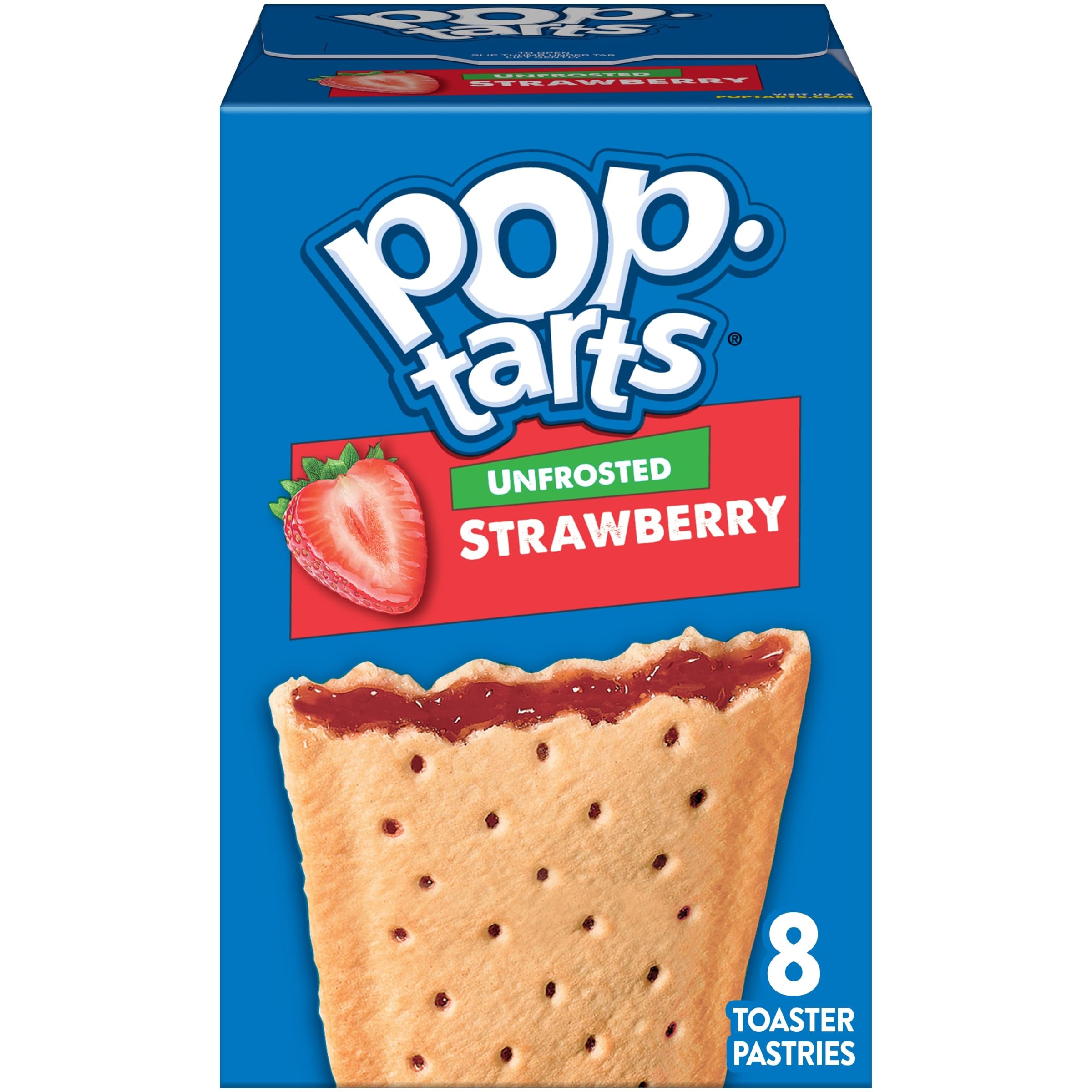 Toaster Pastries, Breakfast Foods, Kids Snacks, Unfrosted Strawberry, 13.5oz Box (8 Pop-Tarts)