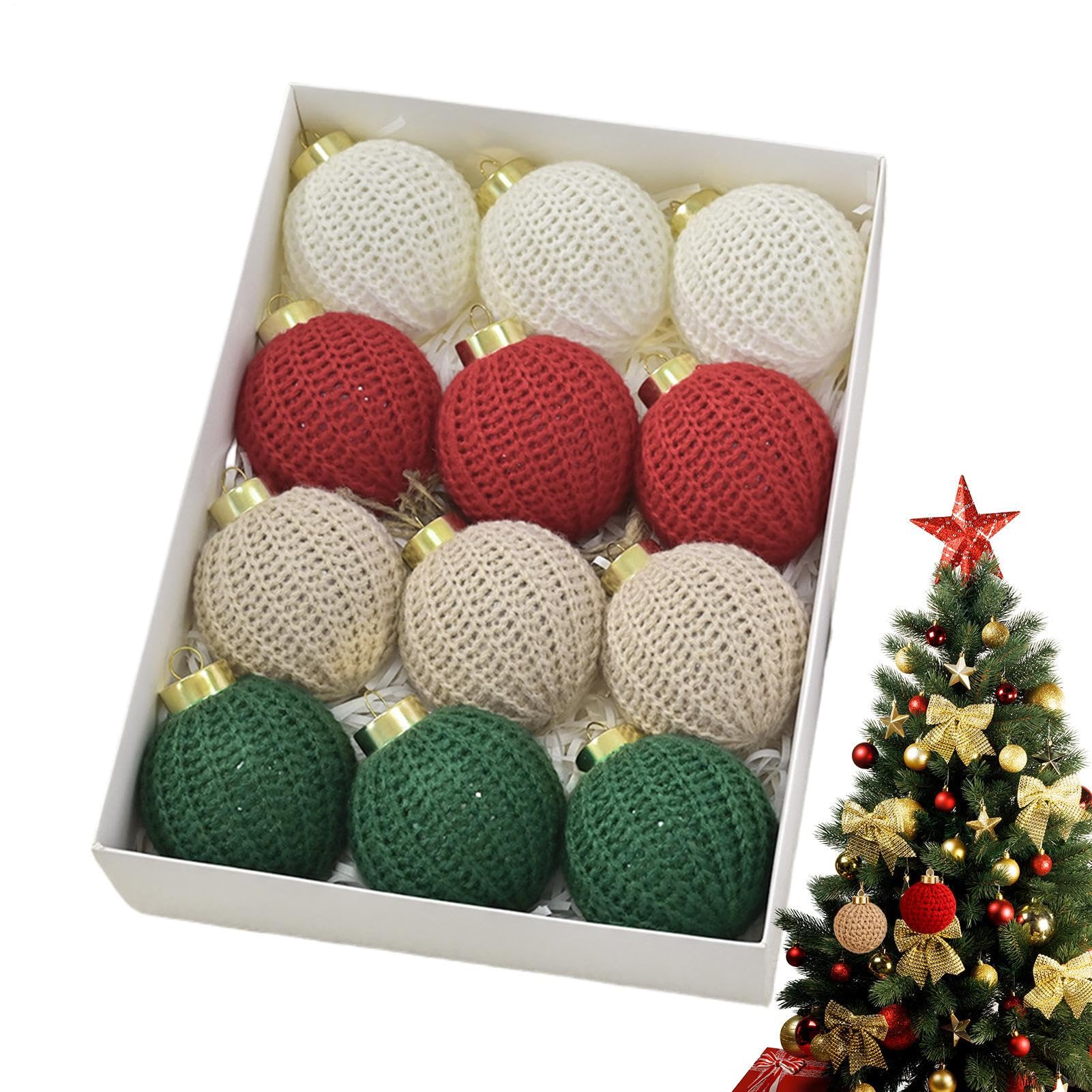 Ornements de Noël en tissu au crochet bohème : coffret de 12 pièces à offrir ou s'offrir