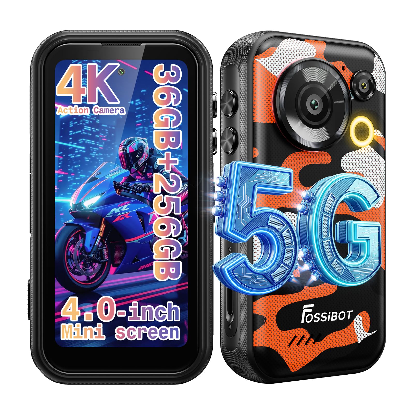FOSSIBOT F116 Pro 5G Mini Rugged Phone Unlocked,36GB+256GB Android 16 Phone | MTK Dimensi…