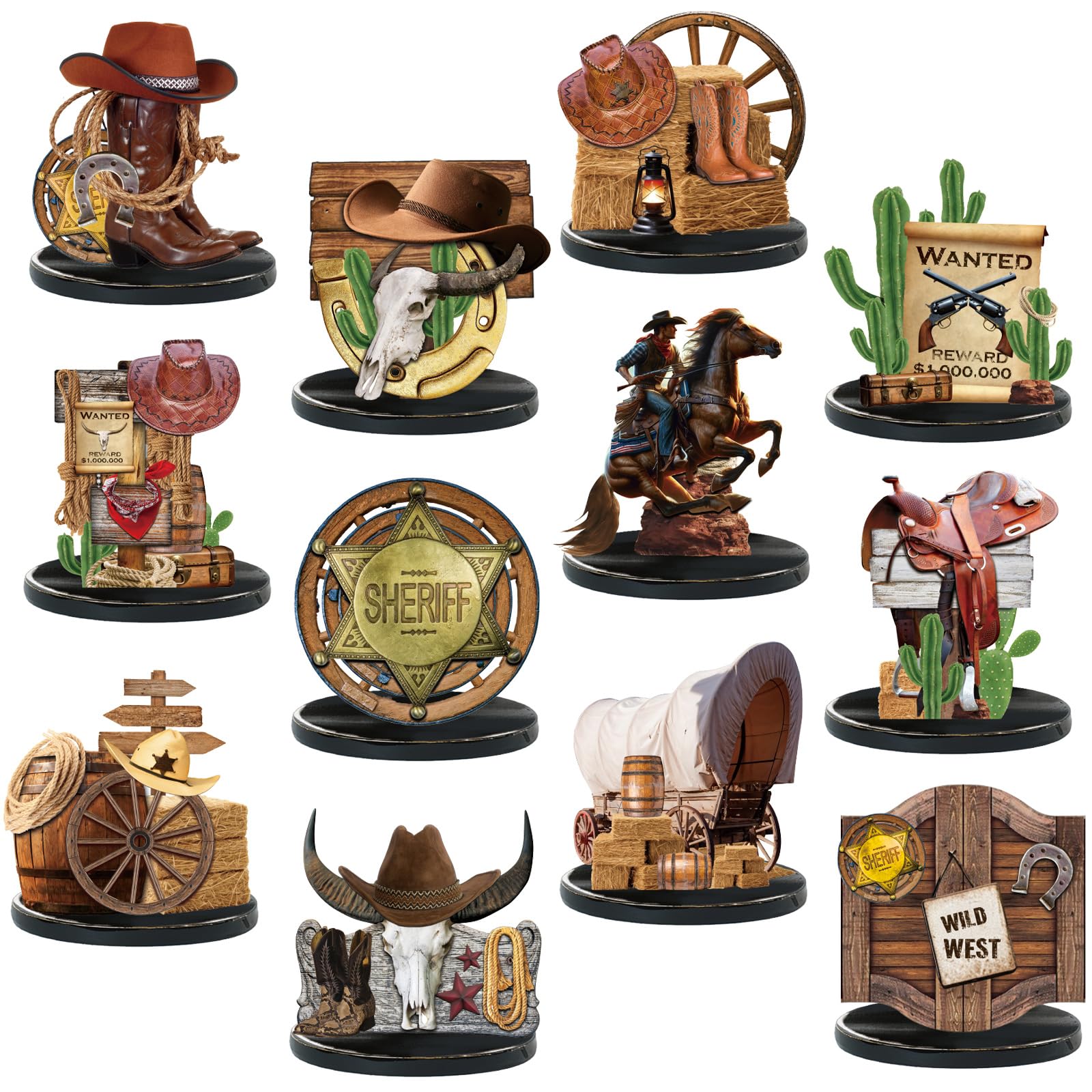 Photo 1 of ***MISSING PIECES*** Colingmill 12 Pcs Western Cowboy Table Centerpieces, Brown
