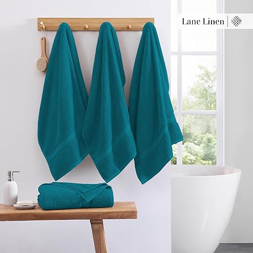 Vista 125 de LANE LINEN Juego de toallas de baño 100% algodón, 18 piezas, cero torsión, secado rápido, súper suaves y altamente absorbentes, 6 toallas de baño, 6