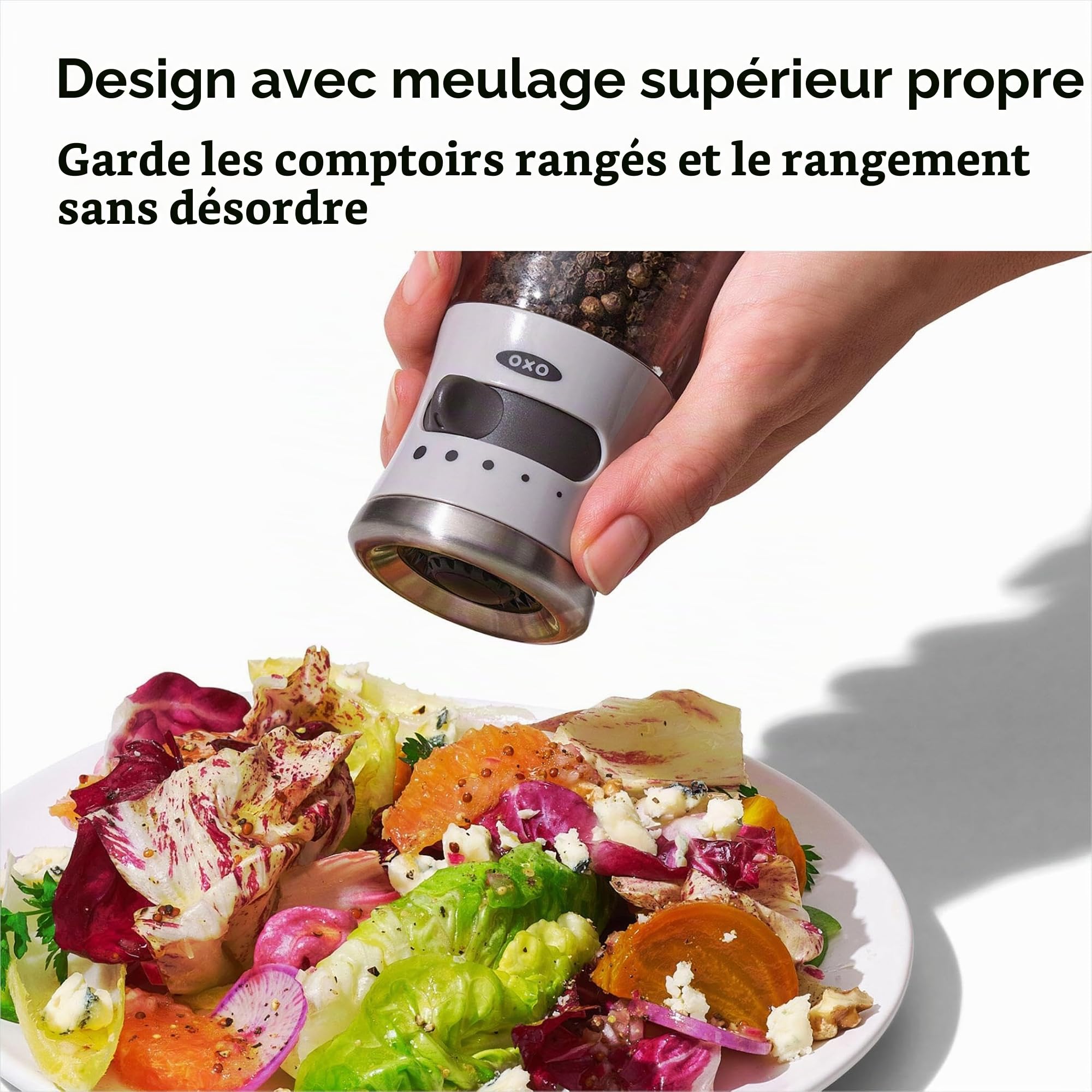 OXO Good Grips 11312500 Moulin à poivre profilé en céramique Gris