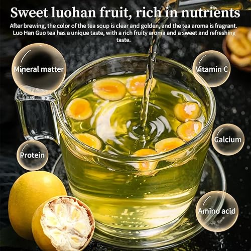 Miniatura 3 de DOZO Luo Han Guo Tea 7.05 oz/7.04 onzas de fruta de monje seca de alta calidad Grosvenorii Core té de hierbas sustituto de azúcar