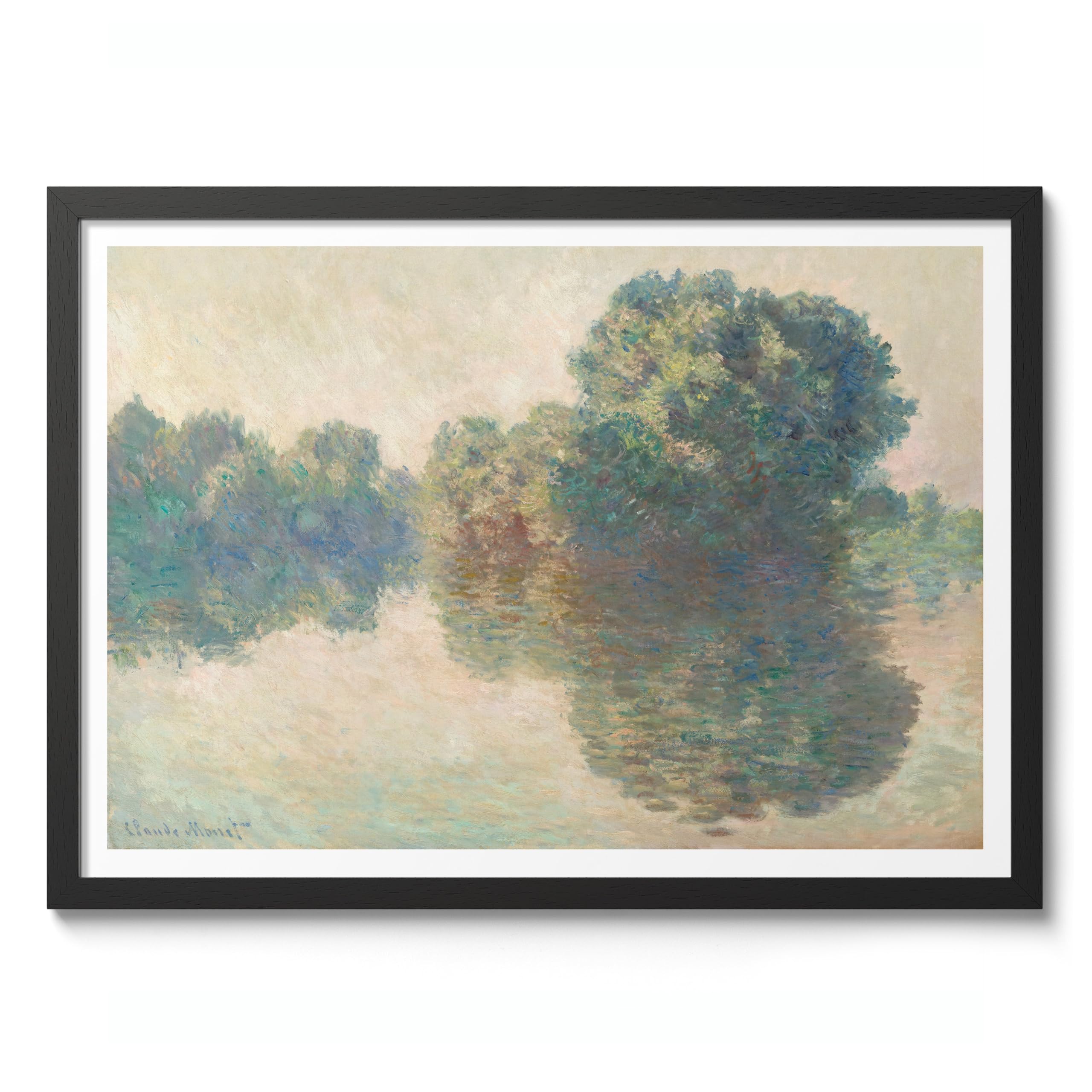 The Seine At Giverny Claude Monet Art Print, Classic Art Painting Poster, Impressionism Art Exhibition Modern Wall Art, Minimalist Home Decor Picture Artwork, A1 (Black Frame) - 86.9x62.4cm — image 1