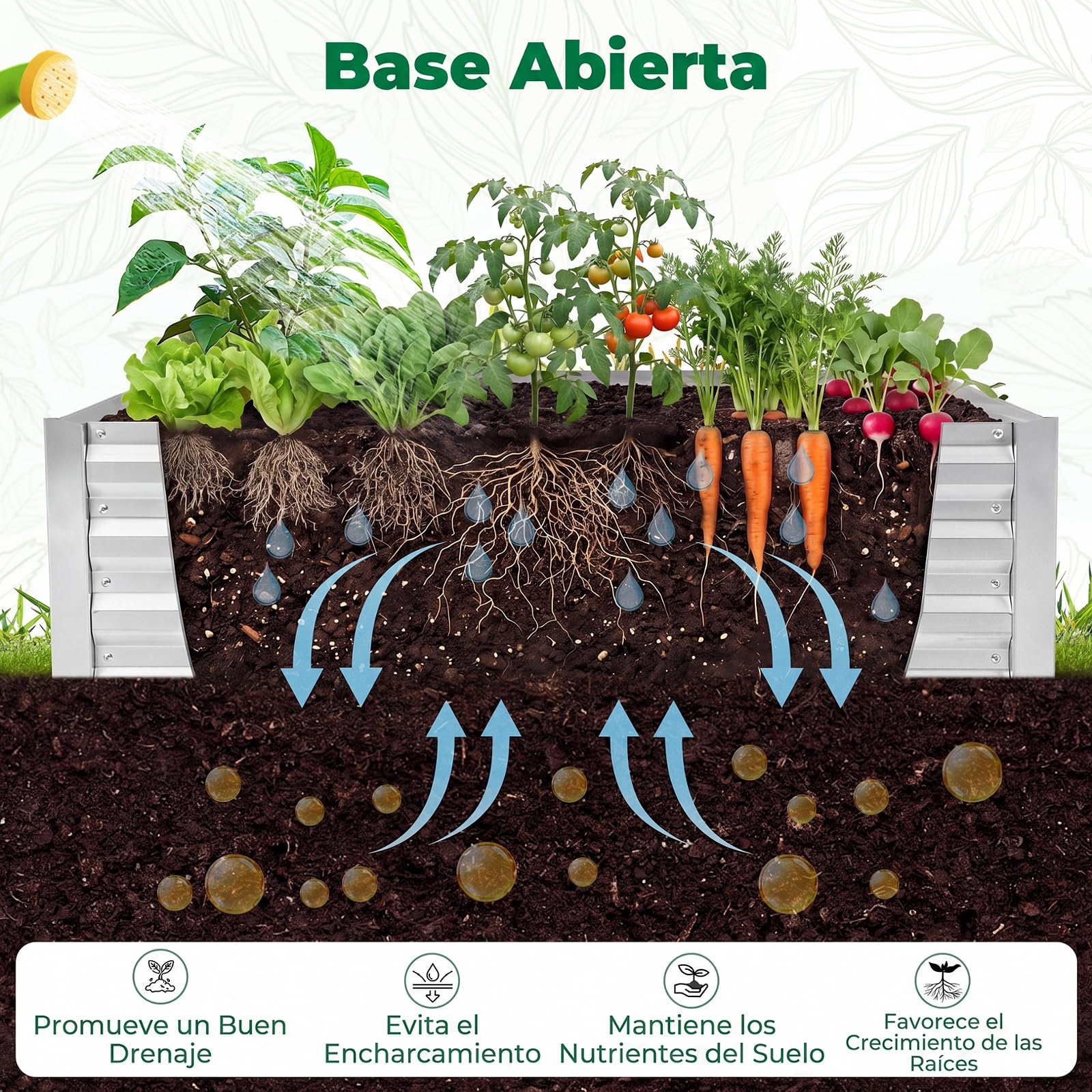 COSTWAY Cama de Jardín Elevada con Mini Invernadero, Huerto Urbano Terraza de Metal Galvanizado con Base Abierta y 2 Ventanas Enrollables, Jardinera Exterior para Flores Verduras Patio Balcón