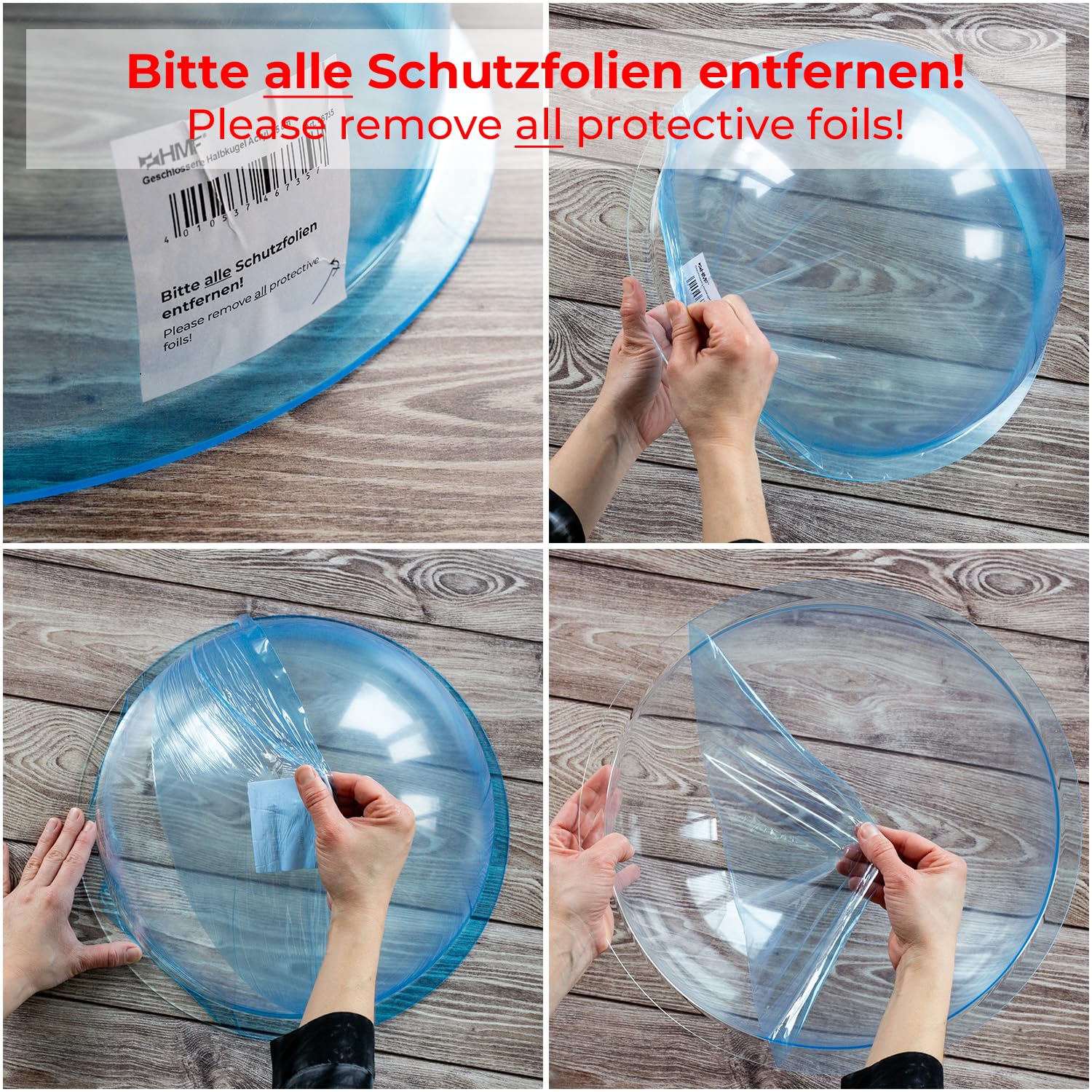 HMF 46735 Demi-sphère en acrylique, avec bord et capot en acrylique, pour le bricolage, diamètre : 35 cm, transparente
