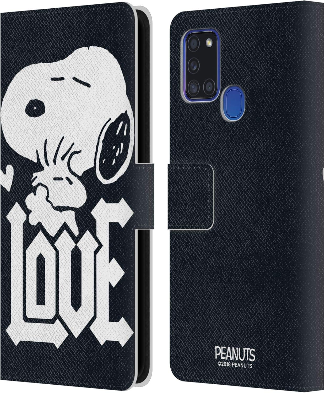 Head Case Designs Officially Licensed Peanuts Snoopy Woodstock Love Rock Tees Leather Wallet Case Compatible with Samsung Galaxy A21s (2020)