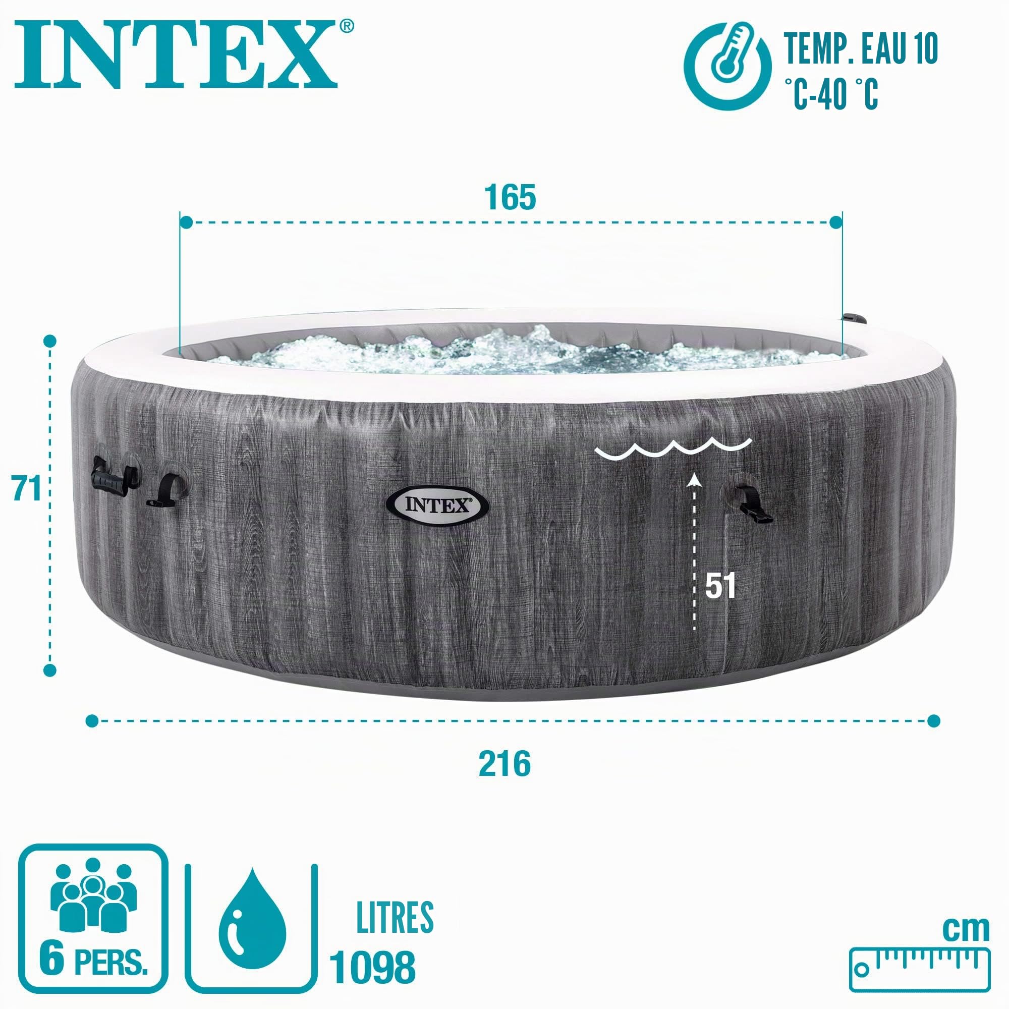 Intex Pure Spa baltik 6 Places 28442EX Gris Cérusé