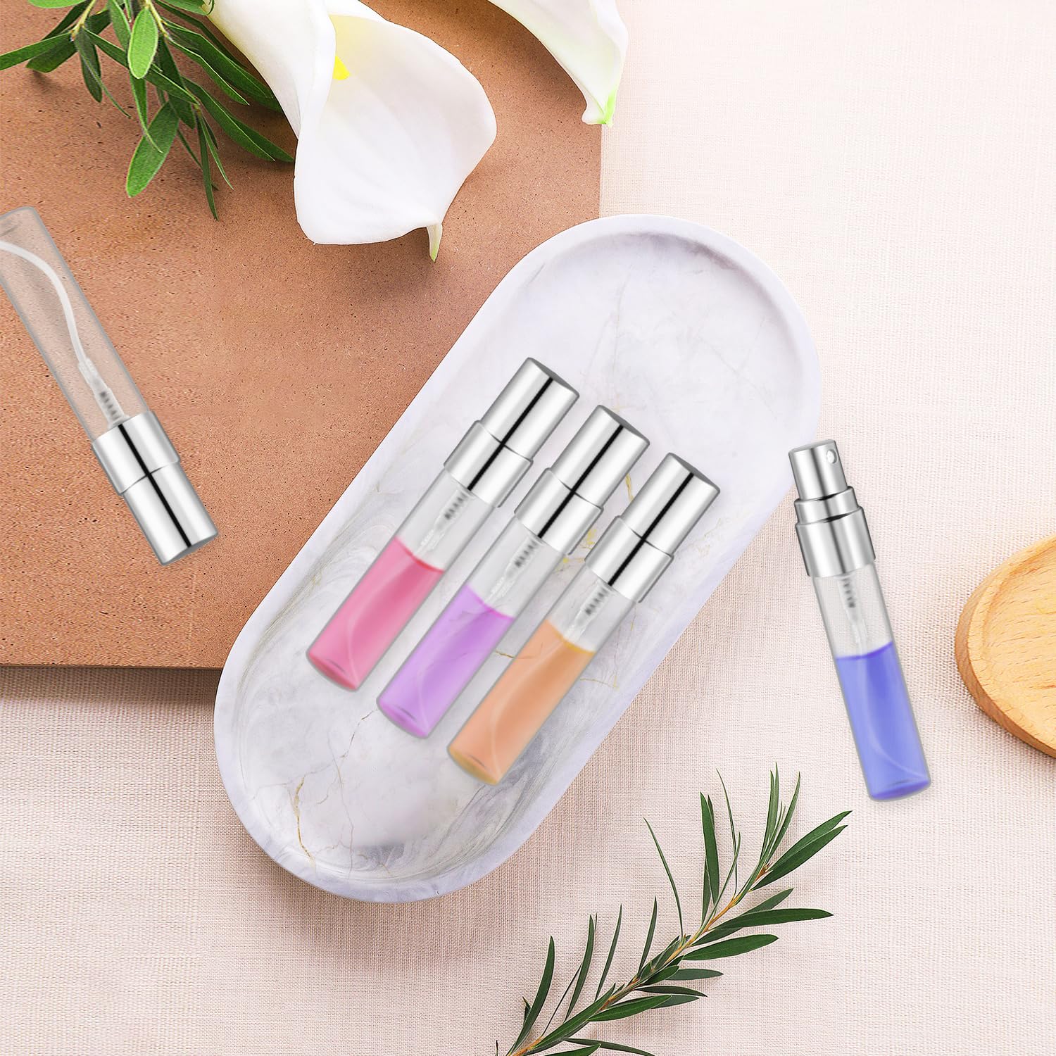 Mini Flaconi di Vetro a Nebbia Fine 5 ml/0,17 fl oz Trasparenti Vuote Ricaricabili per Campioni di Profumo Cosmetico Spray