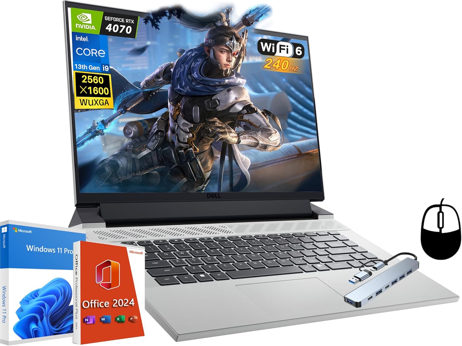 Dell G16 7630 Gaming Laptop, Intel i9 13900HX(Up to 5.4 GHz), NVIDIA GeForce RTX 4070, 16″ QHD+ 2k 240Hz 3ms Display, 32 GB DDR5 RAM, 1 TB SSD, Win 11 Pro & Office 2024 Lifetime License w/Accessories