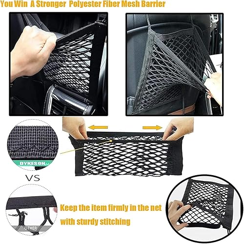 Miniatura 4 de DYKESON Dog Car Net Barrier Pet Barrier with Car Mesh Organizer for Dog & Child, Safety Divider with Storage Pouch, Easy Install for Cars & SUVs