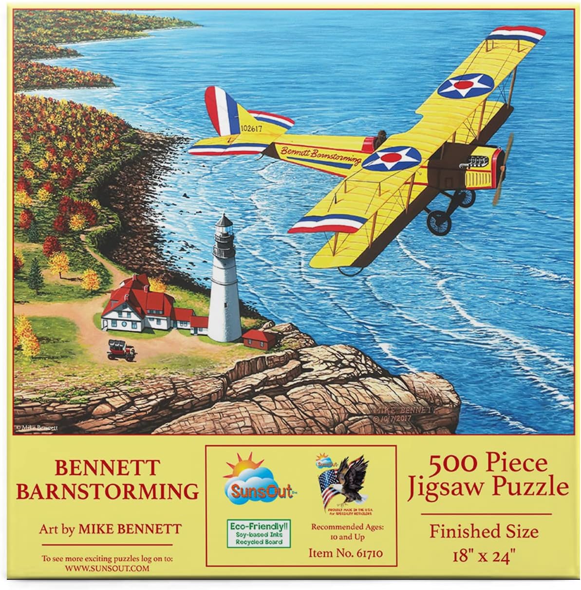 SUNSOUT INC - Bennett's Barnstorming - 500 pc Jigsaw Puzzle by Artist: Mike Bennett - Finished Size 18" x 24" - MPN# 61710