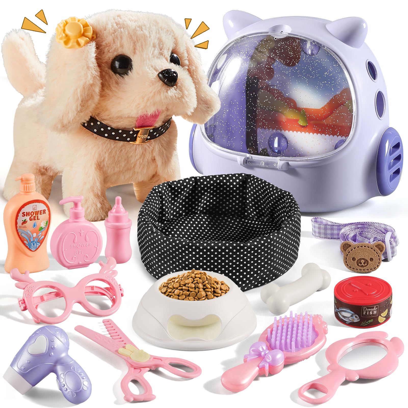 16PCS Jouets Chien Interactif pour Jeux Enfant 3 4 5 6 Ans,Jouet Enfant 3 4 5 6 Ans Chiot Robot,Chiens Robots avec Marche,Cadeaux d'anniversaire pour Filles et GarçOns de 3 4 6 5ans