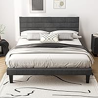 Vista 11 de VINGLI Base de cama individual para niños, cama de plataforma tapizada Boucle con cabecera ajustable, soporte de listones de madera resistente, cama