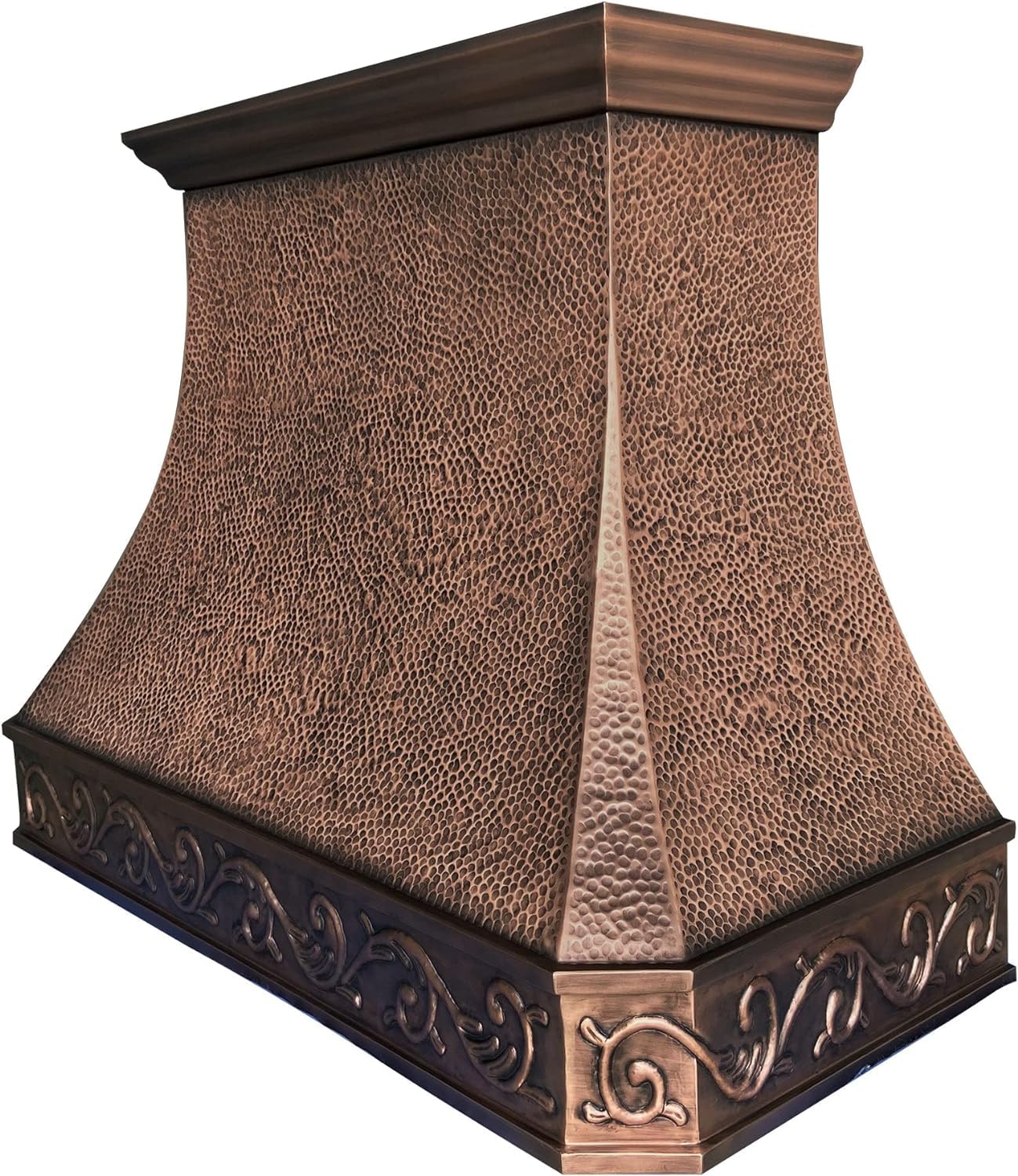 SINDA Wall Mount Copper Range Hood, Handmade by Craftsmen, SUS304 Copper Vent with LED Light, Baffle Filter, 30"W x 57"Hx 21"D, Beehive-Antique Copper, H3LBCW305721