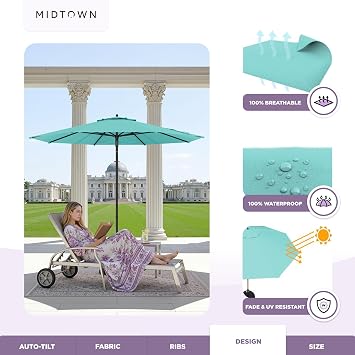 Midtown Umbrellas Push and Pop - 8 Ft Patio Umbrella, Aruba Canopy