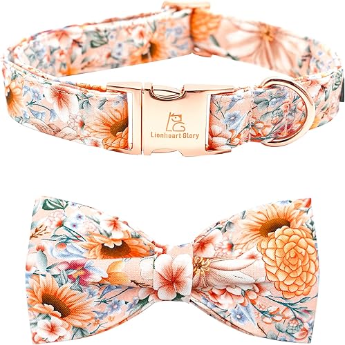 Lionheart glory Collar de perro, collar de lazo floral para perros hembras o machos, collar con lazo ajustable para perros grandes, regalo de Lionheart glory Collar de perro, collar de lazo floral para perros hembras o machos, collar con lazo ajustable para perros grandes, regalo de