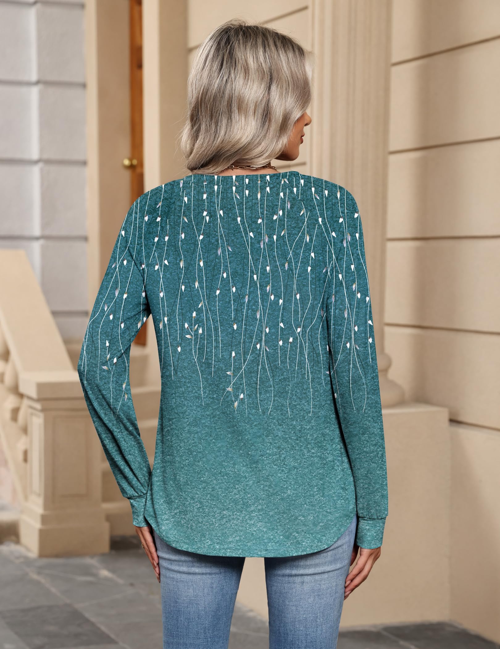 Zeagoo Long Sleeve Womens Tops Casual V Neck Shirts Pleated Dressy Blouses 2025 Fall Tunic Fashion Clothes