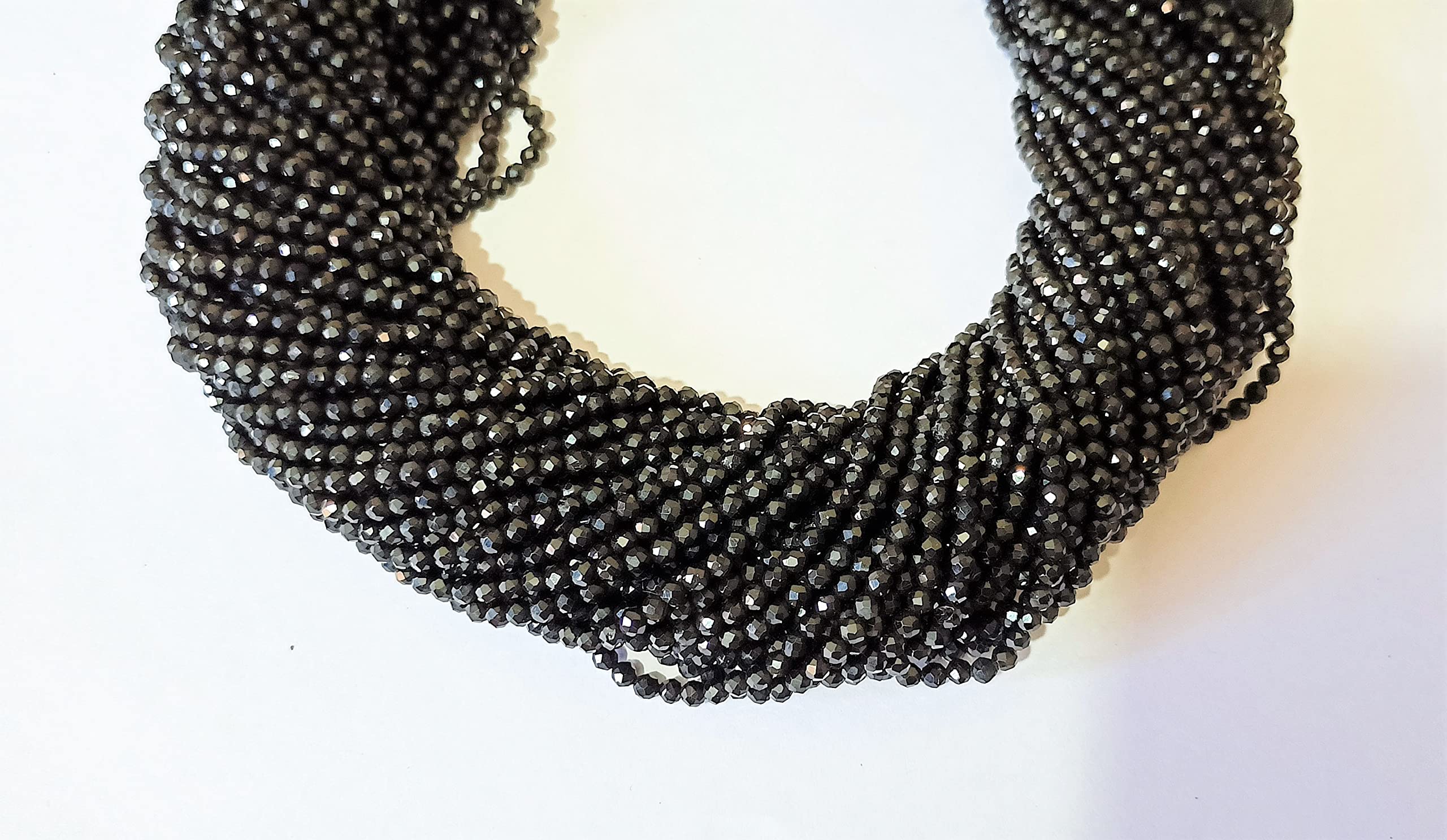 Collier Multi-tourmalines Naturelles à Facettes - Perles Rondes 2-3mm, Longueur 24 Pouces - Fait Main