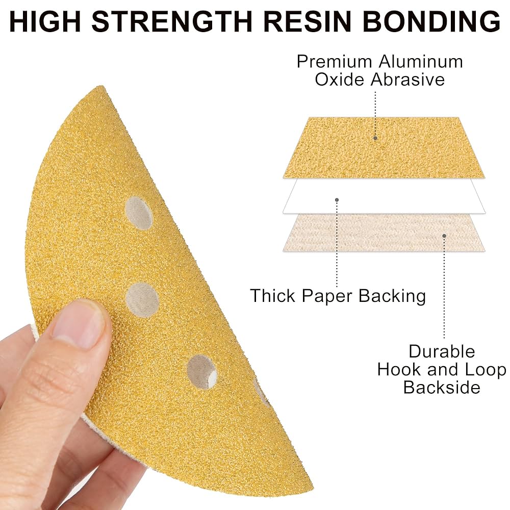 PET 8cm×5m 100cm/loop 竹石 LotFancy 100 PCS 60 Grit Sandpaper, 5 Inch 8 Hole Sanding