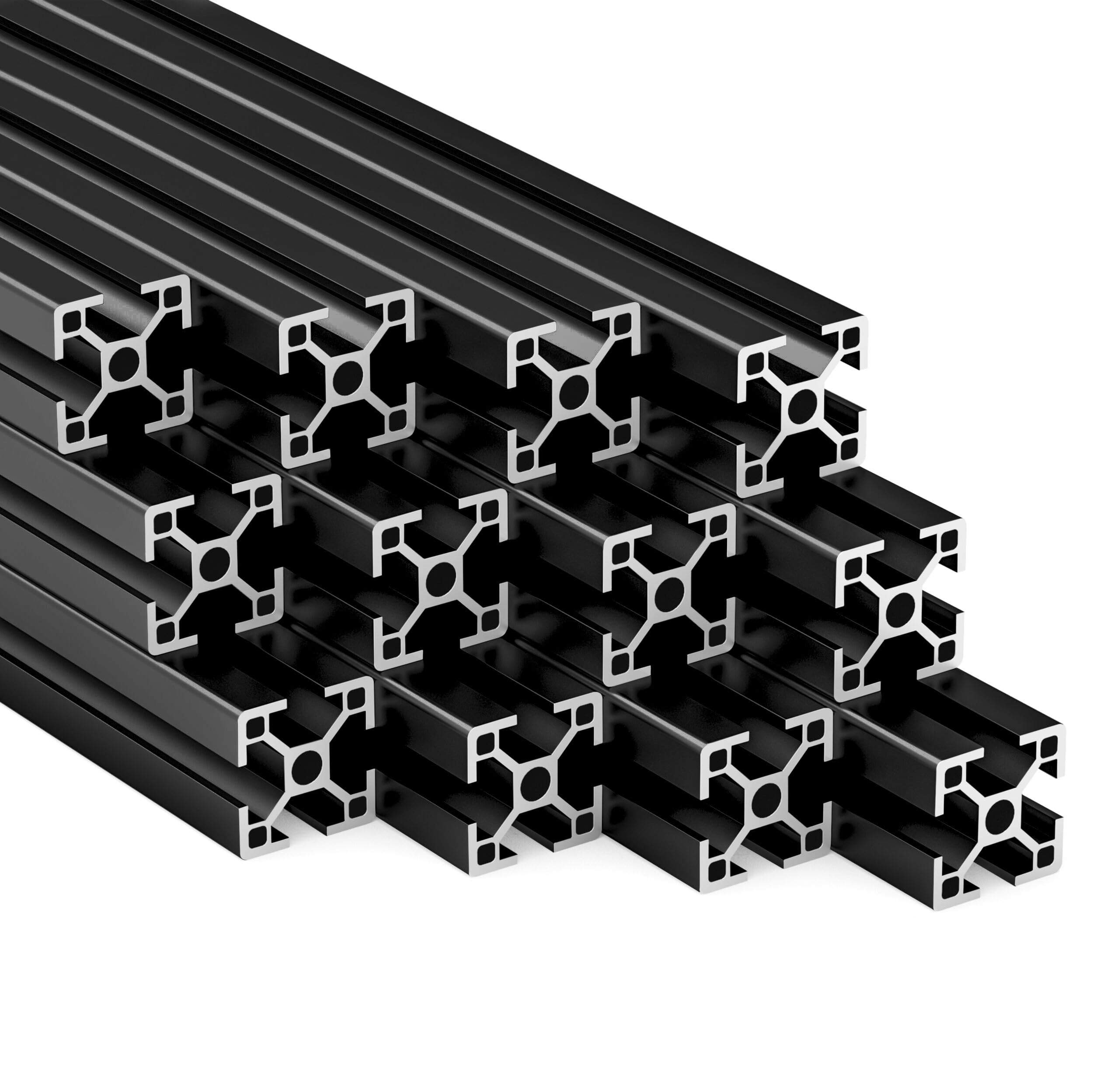 KLAK 30 - Aluprofil 12 Stück 30x30mm 2m Konstruktionsprofil Nut 8 schwarz