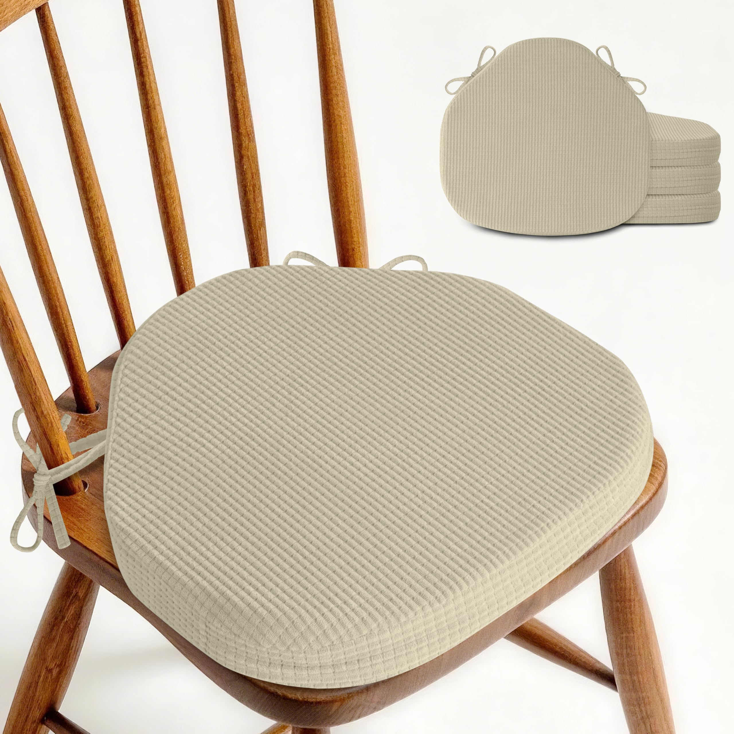 OVOV Windsor Chair Cushions for Dining chairs Set of 4 42x39.5cm Beige