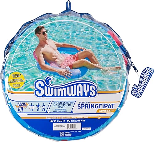 Miniatura 7 de SwimWays Flotador de resorte prémium para piscina, flotadores inflables de piscina para adultos con inflado rápido para edades de 15 años en adelante