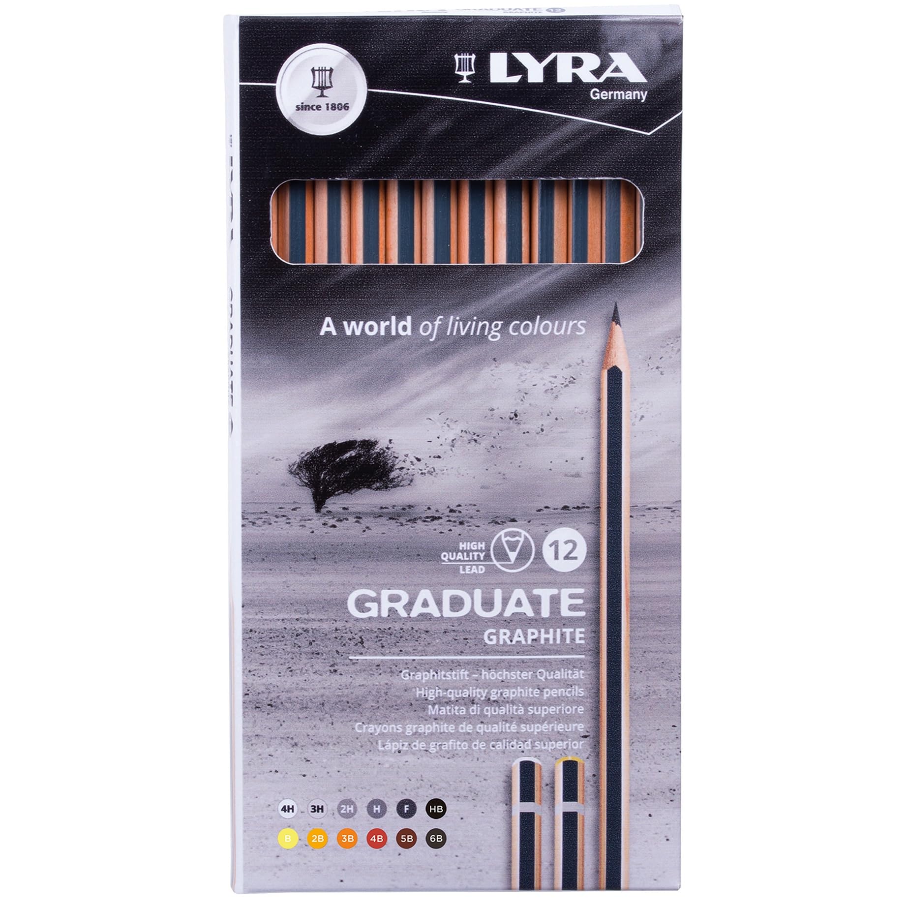 LYRA Graduate Graphite - Etui 12 crayons graphite pour dessins artistiques et techniques