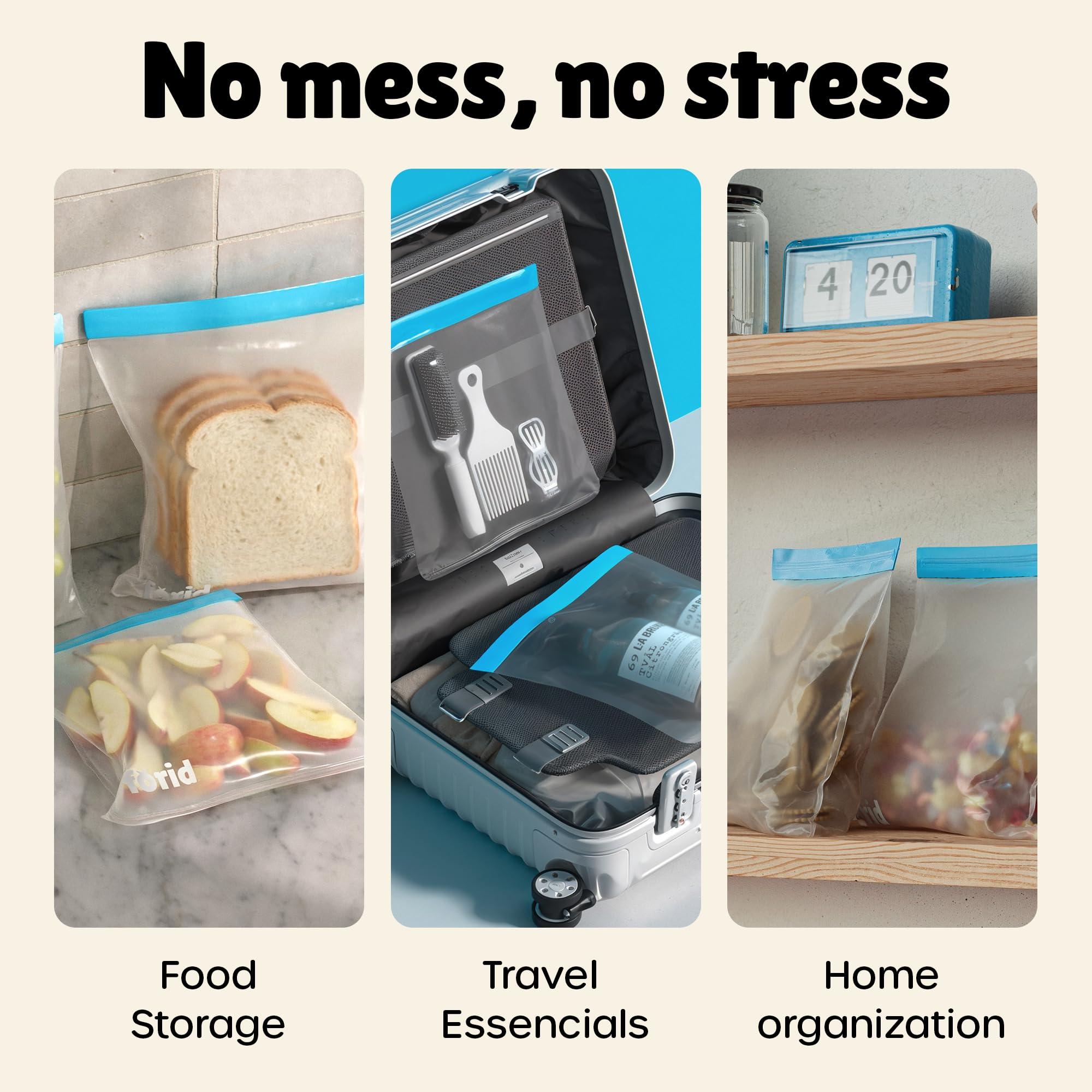 Bolsas reutilizables para congelador, paquete de 6 bolsas extra gruesas a prueba de fugas de 1 galón para marinar alimentos y frutas, cereales, sándwich, aperitivos, preparación de comidas, artículos