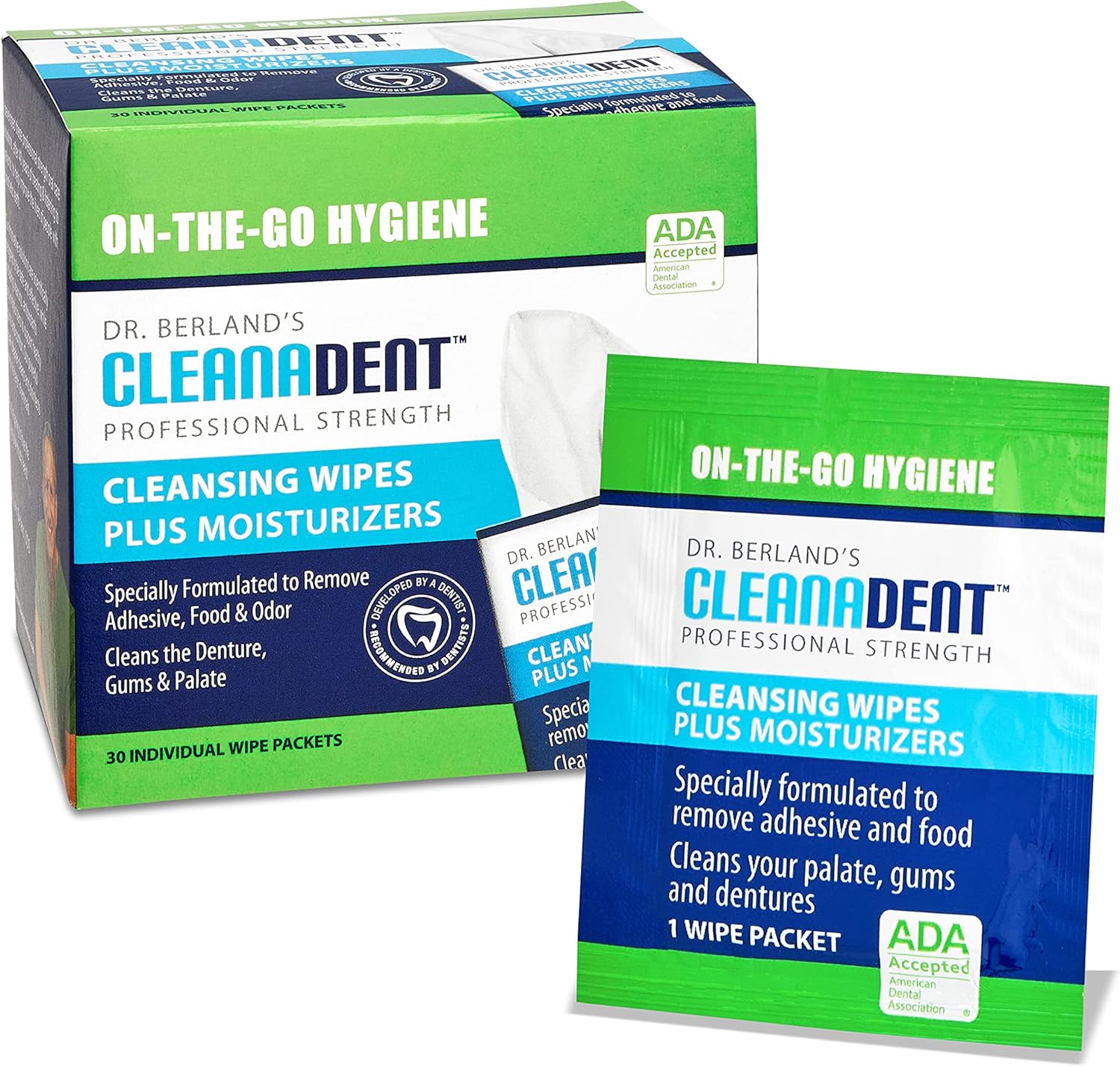 Dr. B Dental Solutions Cleanadent Wipes, White, 30 Count Single