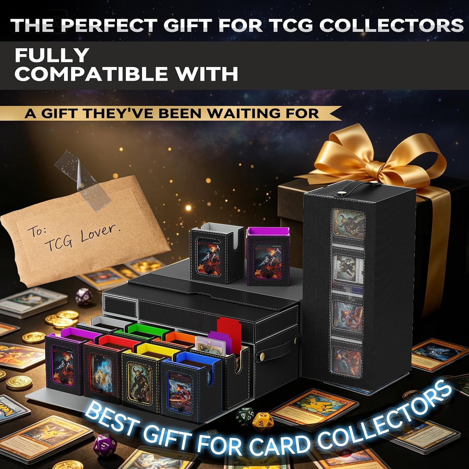 10in1 MTG Commander Deck Box mit Tragbarem Griff Deckbox,8 Deck Sammelkarten Aufbewahrungsbox mit Display&WüRfelablage 2000+ Karten,Abnehmbare Sammelkarten Box Mit35pt füR Top Loader Tcg Ccg