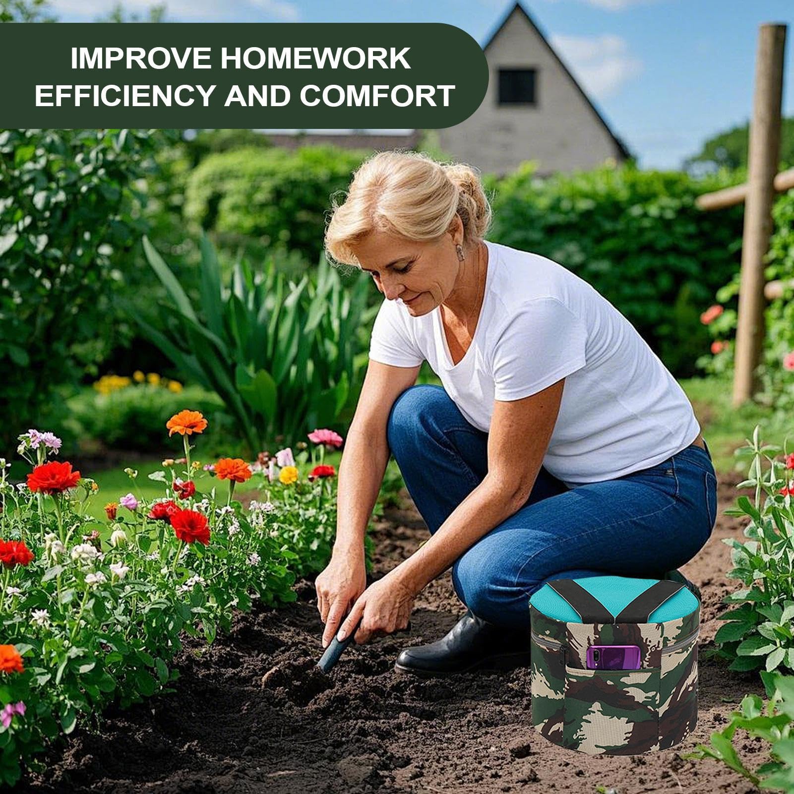 Tabouret Pliant Portable Pour Le Jardinage Et Le Camping – Léger, Confortable En Mousse, Idéal Agriculteurs, Pêche, Travaux Extérieurs