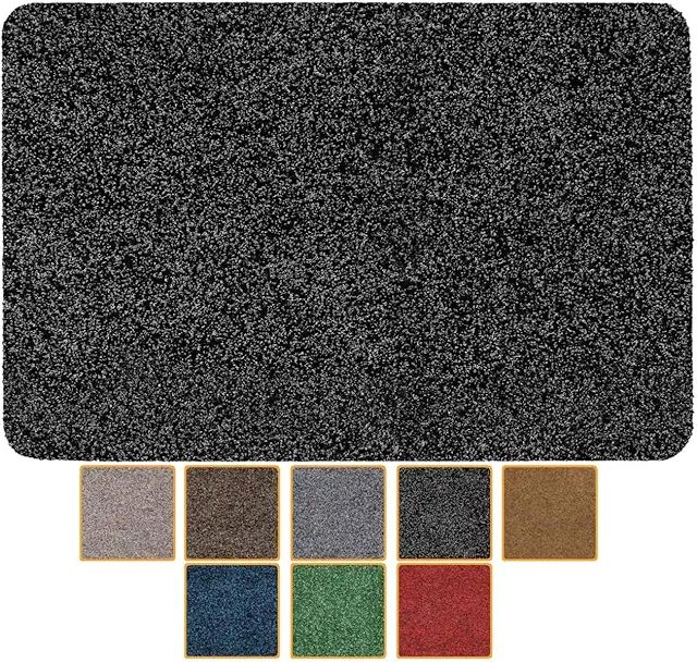 Zwarte deurmat ANRO Poet - 40x60 cm, wasbaar en waterproof