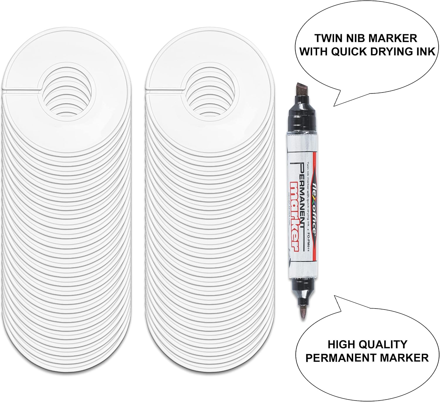 AMT 50 Pack Closet Dividers, Clothing Dividers, Round Clothes Size Dividers for Closets with Double Ended Marker Pen (Blank) (50 Pack)