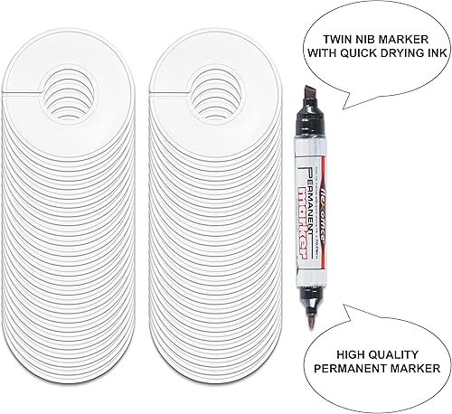 Miniatura 3 de AMT - Paquete de 50 separadores de armario, separadores de ropa, separadores redondos de tamaño de ropa para armarios con marcador de doble extremo