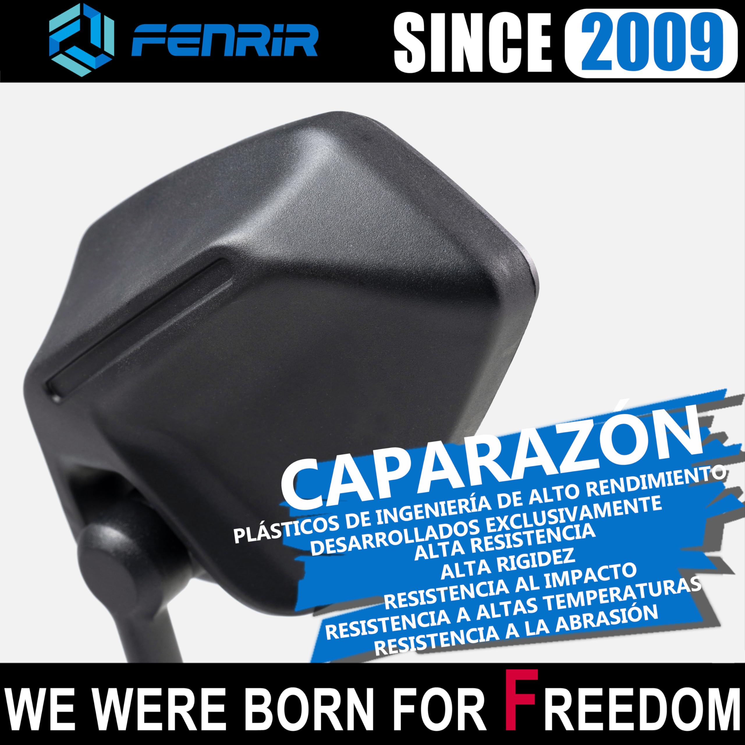 FENRIR Homologados Espejos Moto Retrovisores Indestructibles Función Plegable Antirreflejantes Lentes Curvos Antivibración Ajustables compatibles con los Off-road Enduro Adventure Tourer (801-0118)