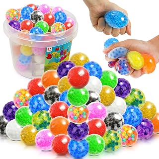 Lemostaar 72 Pack Squishy Stress Balls Fidget Toys - Bulk Anxiety Relief Squeeze Balls for Adults Teens, Classroom Prizes, Easter Basket Stuffers