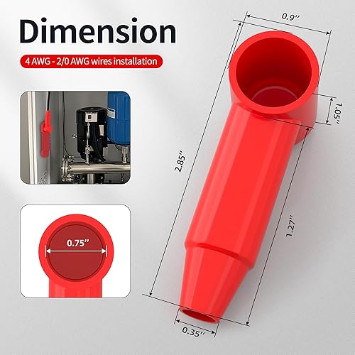 Miniatura 2 de Paquete de 10 cubiertas de terminal de batería para poste de batería de 14", 516", 38", cubierta protectora de terminal de silicona para cable de