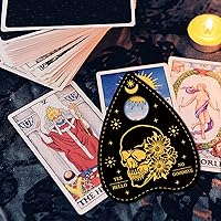 Vista 6 de CREATCABIN 4 piezas de calaveras Planchette Spirit Board soporte de cristal de madera, mini esfera de cristal, soporte de exhibición de bruja